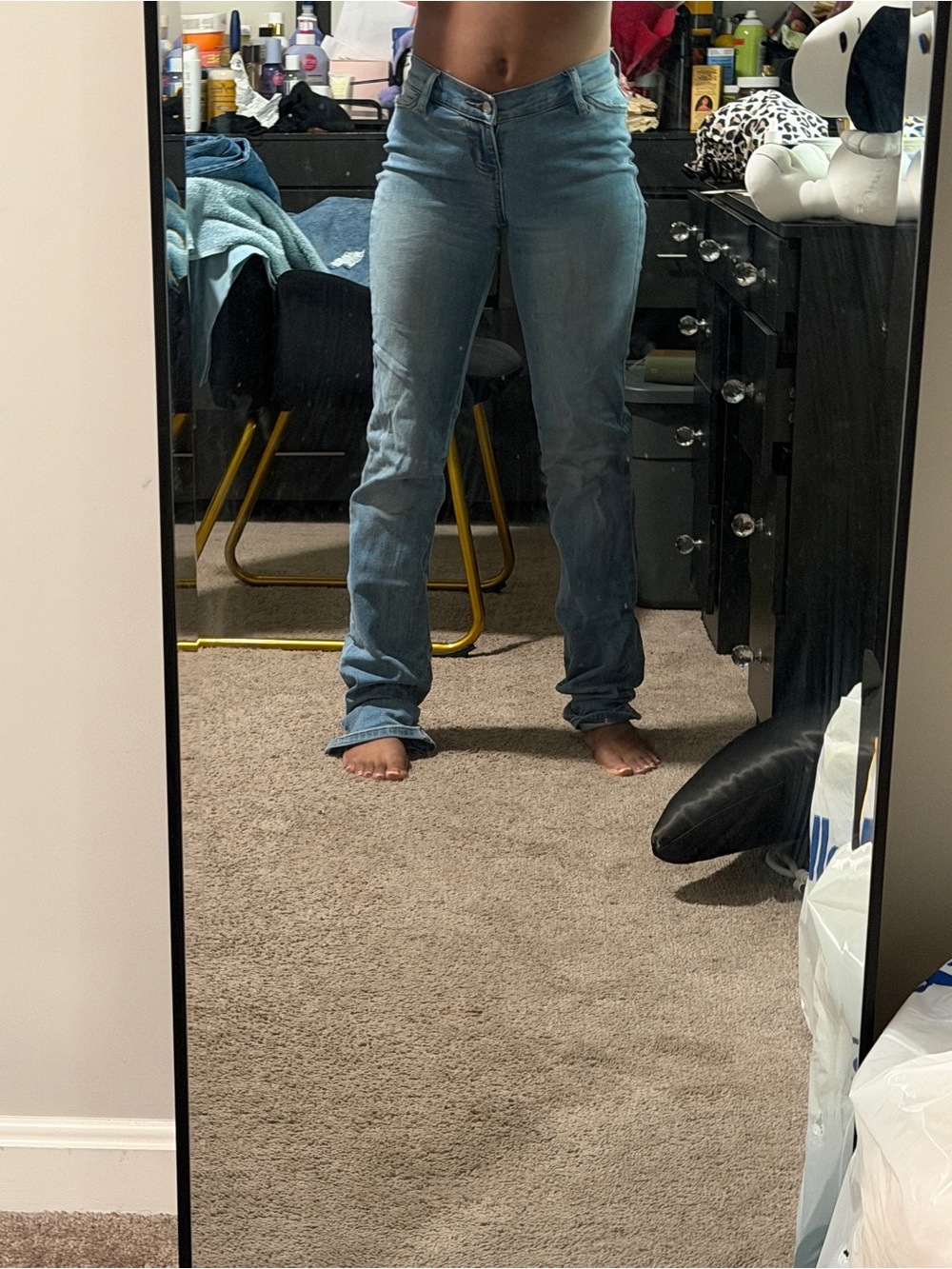 Fashion Nova Men's Bootcut Jeans in Light Blue Wash